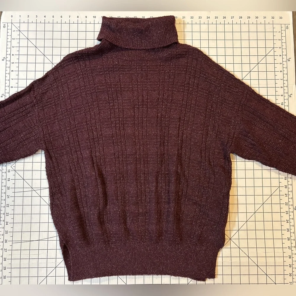 NWOT Lucky Brand Women’s‎ Size Small Maroon Textured Stitch Turtleneck Sweater